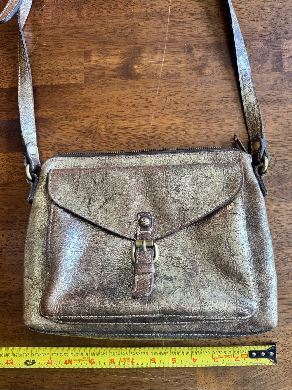 Patricia Nash Avellino Crossbody metallic gold leather crackle - Picture 2 of 11